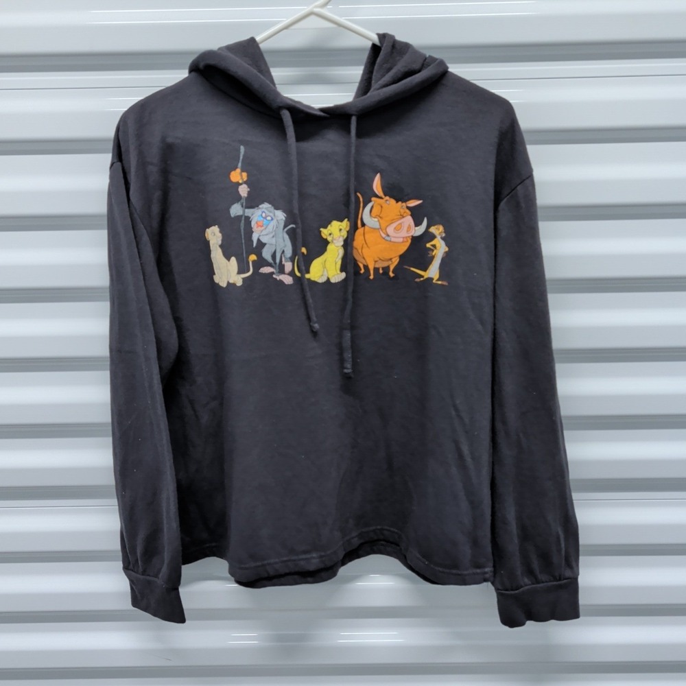 Disney The Lion King Size M Hoodie Pullover Black Graphic Character Print Rafiki